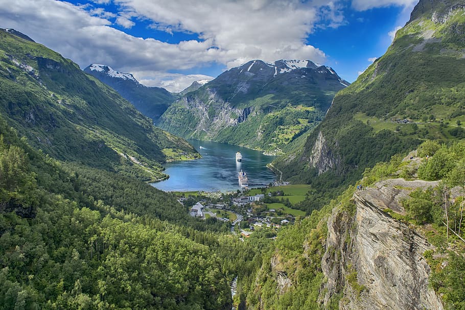fjords, norway, landscape, water, beauty in nature, scenics - nature HD wallpaper