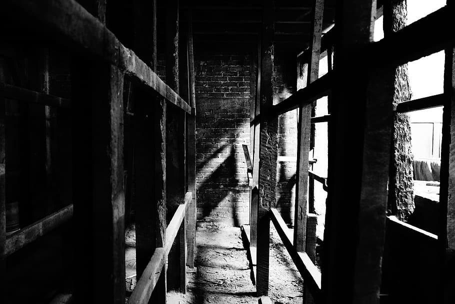 corridor, banister, handrail, railing, prison, indoors, crypt HD wallpaper