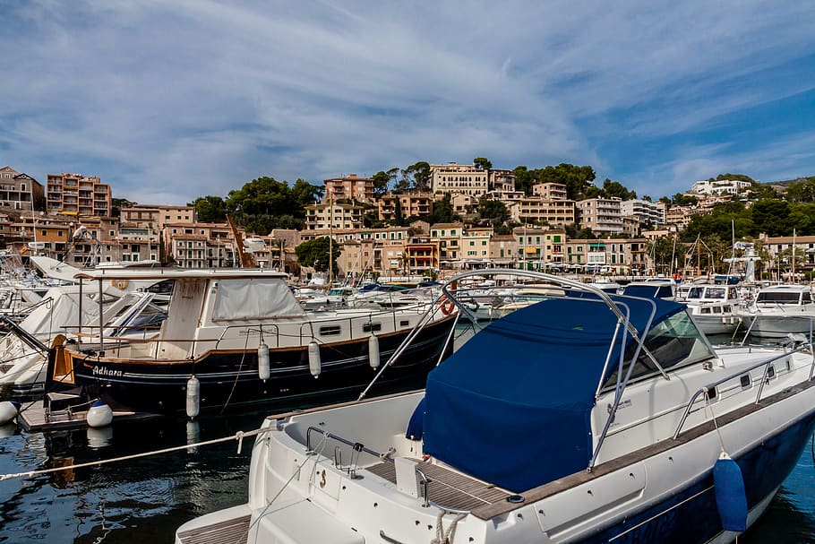 sóller, port, de, mallorca, sea, coast, spain, boats, travel, HD wallpaper