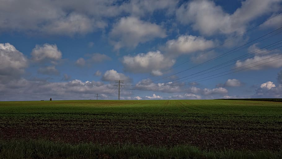 landscape, field, sky, clouds, rural, panorama, agriculture HD wallpaper
