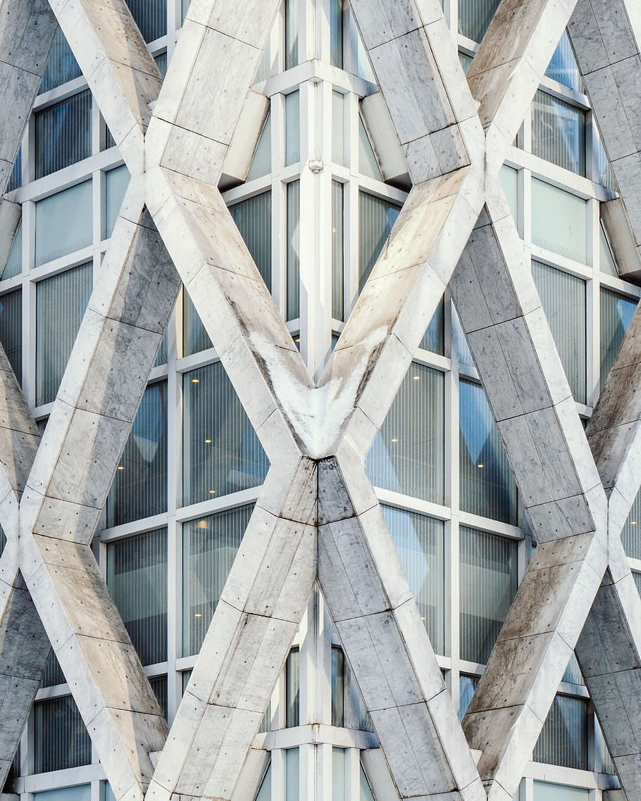 high-rise building, window, architecture, la défense, triangle, HD wallpaper