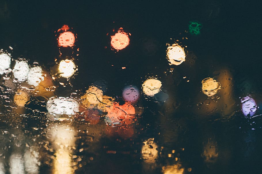 united states, memphis, wet, rain, moody, car, night, window, HD wallpaper