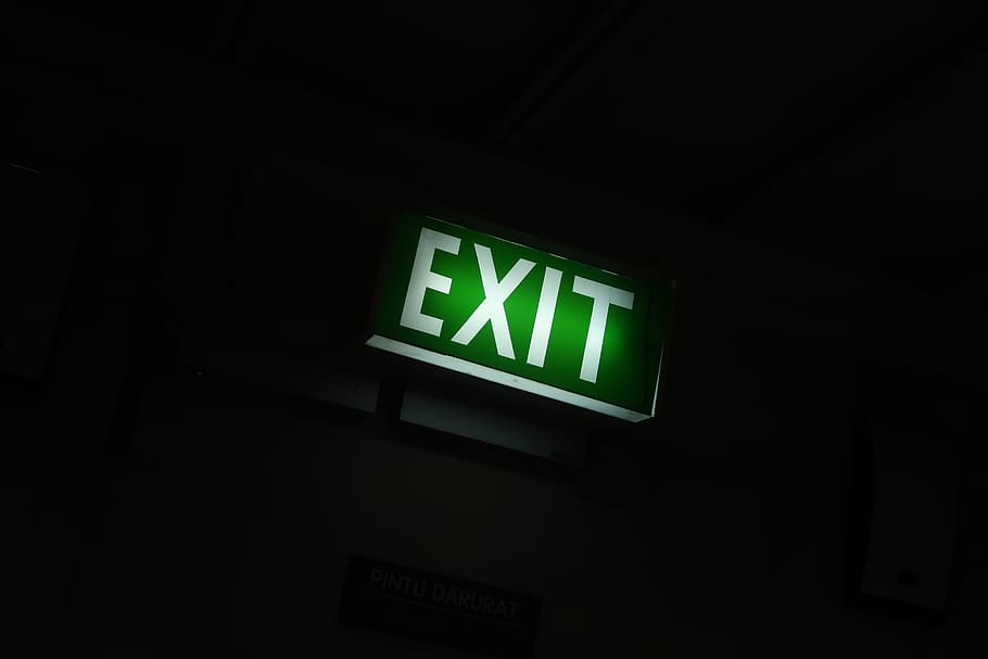 Exit Sign, emergency, guidance, illuminated, safety, communication, HD wallpaper