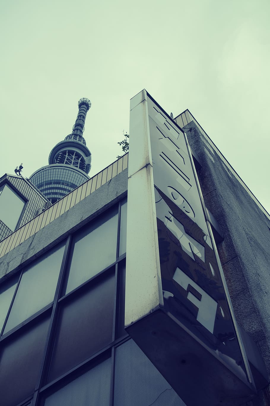 japan, sumida, oshiage, blue, tokyo skytree, tower, town, billboard HD wallpaper