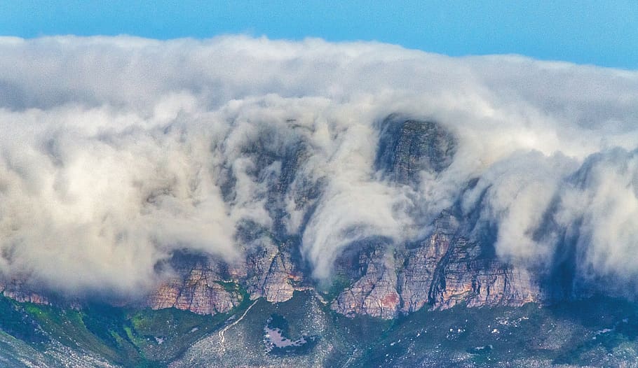 mountain, cliffs, peak, clouds, nature, landscape, rock, challenge HD wallpaper