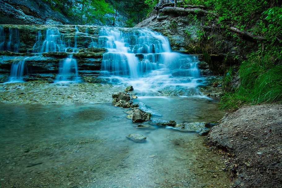 waterfall, river, long exposure, motion, beauty in nature, scenics - nature HD wallpaper