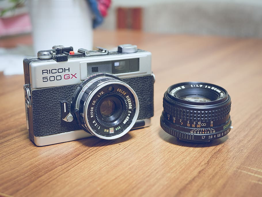 Ricoh 500 Gx Gray and Black, camera, lens, macro, SLR, vintage HD wallpaper