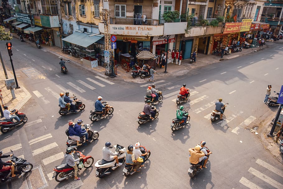 city, crossroads, street, crowd, transportation, group of people HD wallpaper