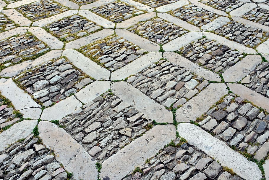 patch, cobblestones, road, away, paving stones, ground, pattern HD wallpaper