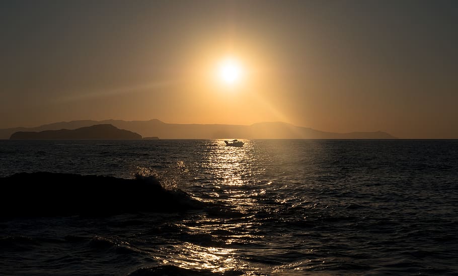 greece, chania, sunset, water, sea, sky, scenics - nature, beauty in nature HD wallpaper