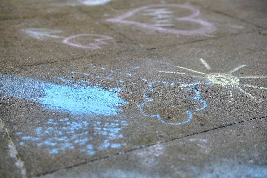 weather, clouds, rain, sunshine, chalk, flashlights, paint HD wallpaper