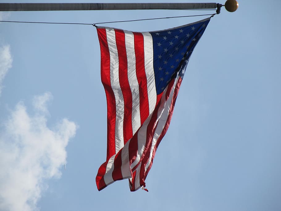 pole, american, flag, identity, country, sky, patriotism, low angle view HD wallpaper