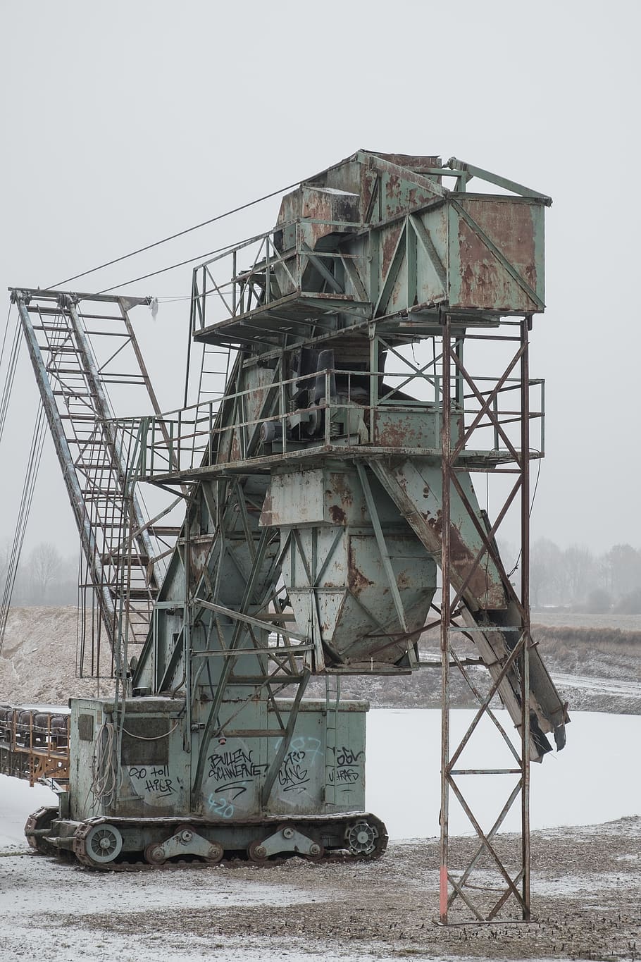 germany, ulm, winter, machine, rust, sky, architecture, built structure HD wallpaper