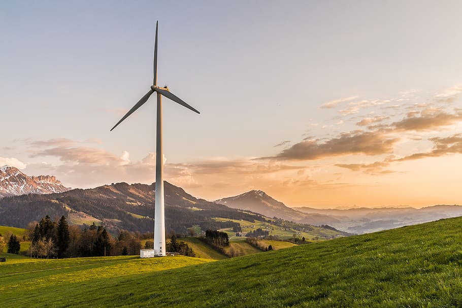 White Windmill, alternative energy, clouds, efficiency, environment HD wallpaper