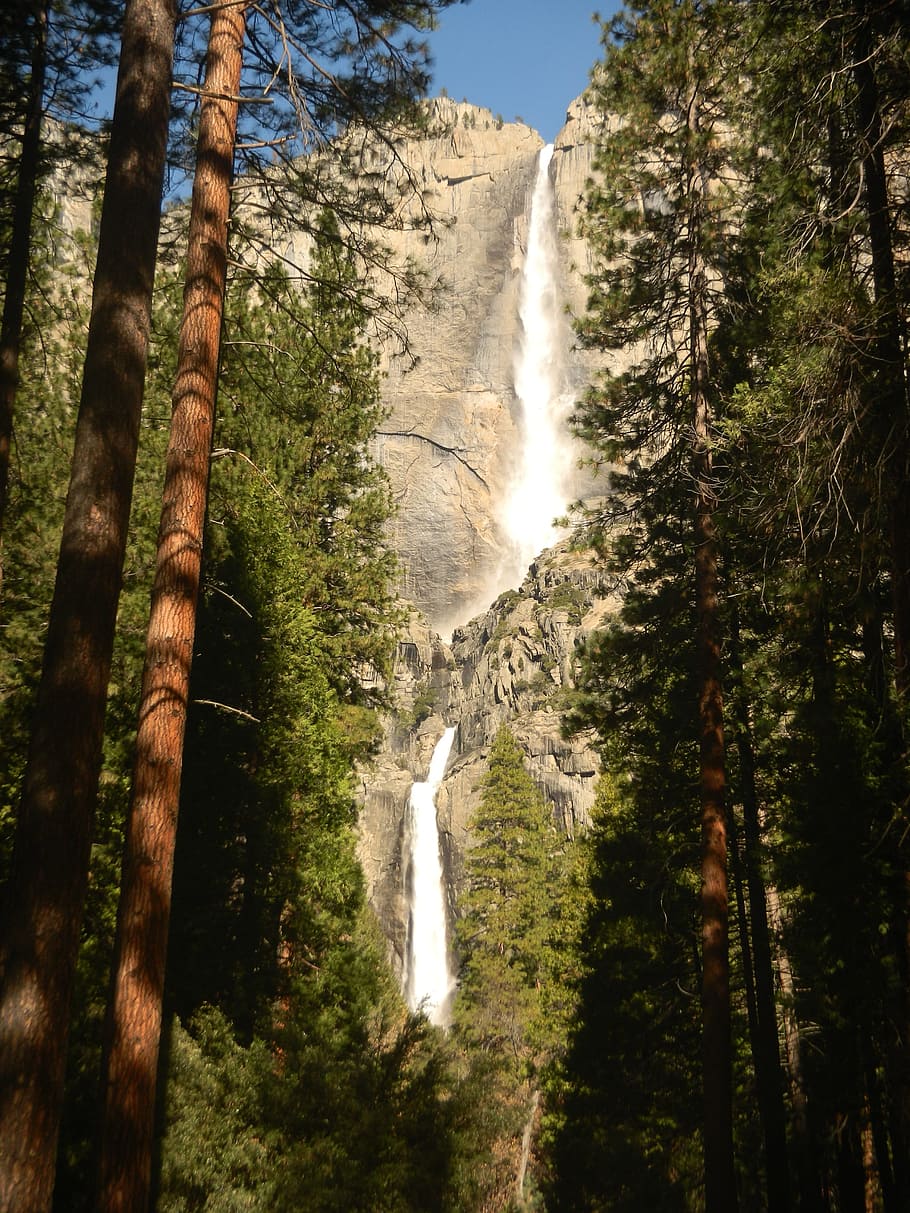 water, flow, fall, waterfall, wild, nature, landscape, mountain HD wallpaper