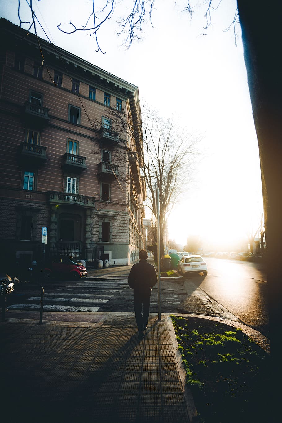 walkway, path, person, human, sidewalk, pavement, vehicle, automobile HD wallpaper
