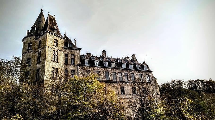 building, architecture, castle, steeple, tower, spire, durbuy HD wallpaper
