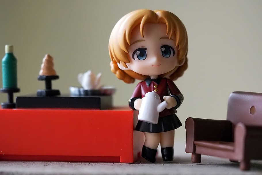 toy, figurine, young, lady, tea, pot, japanese, anime, cartoon
