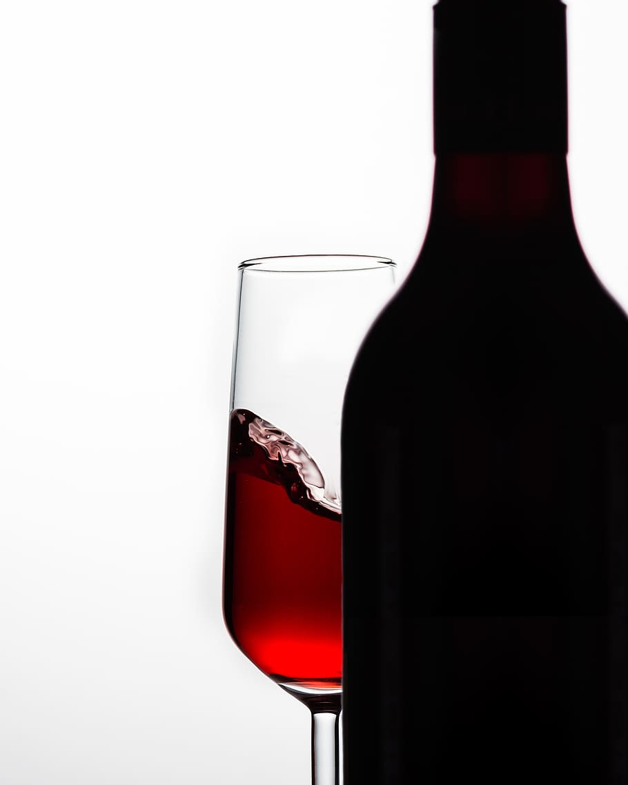black wine bottle, glass, drink, refreshment, alcohol, wineglass HD wallpaper