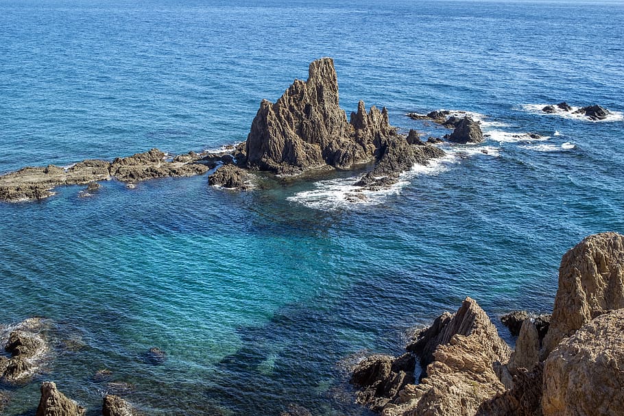 landscape, sea, reef, beach, marina, costa, rock, water, rock - object HD wallpaper