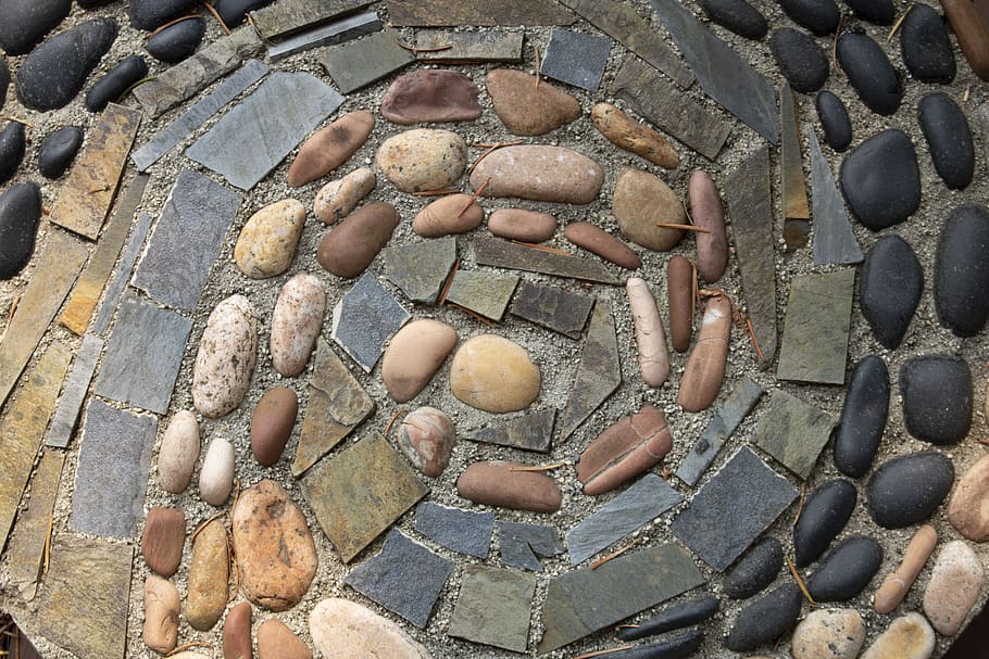 canada, sunshine coast, stone, pattern, spiral, high angle view HD wallpaper