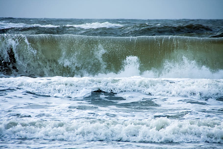 wave, north sea, somersault, water, denmark, motion, beauty in nature