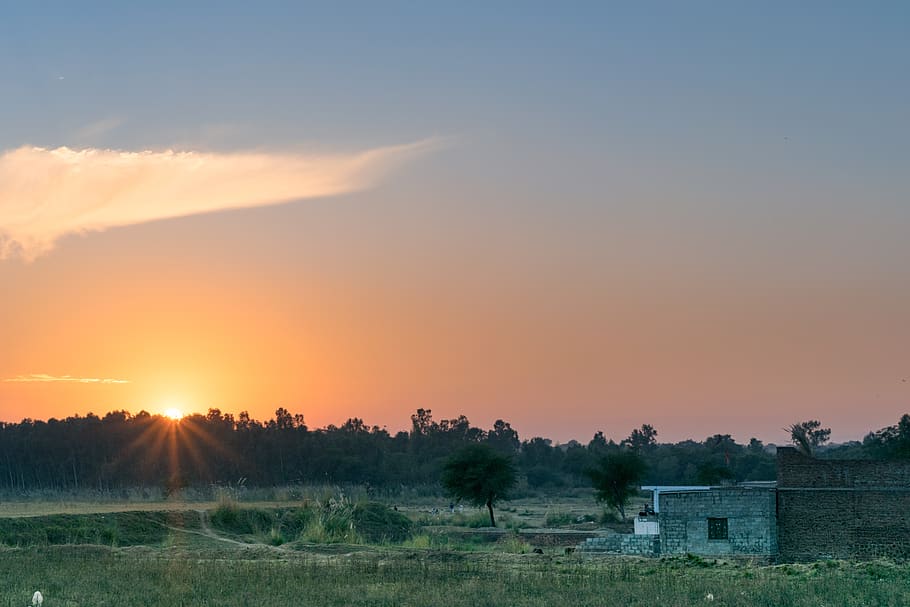 sky, sunset, sun star, dusk, evening, mood, clouds, atmosphere HD wallpaper
