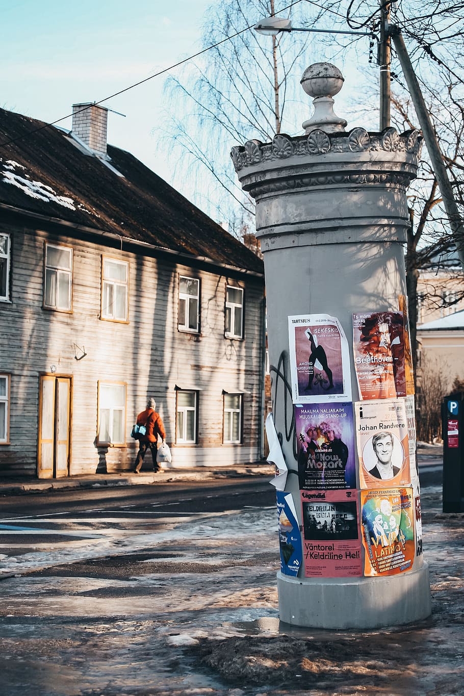 gray ceramic post with flyers, human, person, path, road, urban HD wallpaper