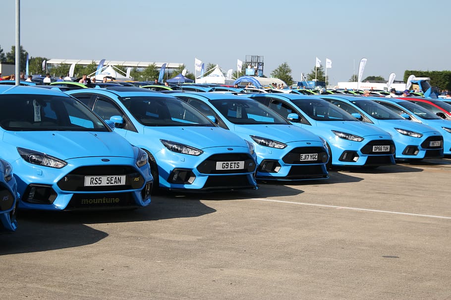 bright, silverstone, car, blue, ford, transportation, mode of transportation HD wallpaper
