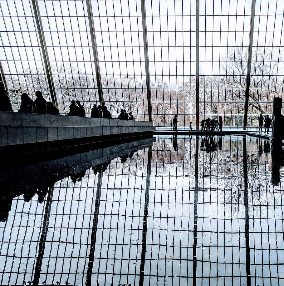 window reflection on floor during daytime, architecture, person HD wallpaper