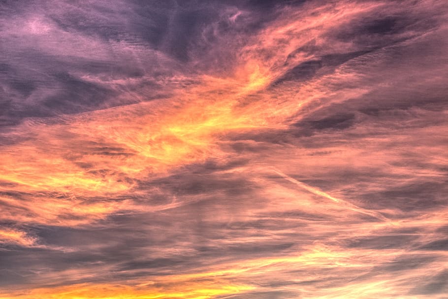 sky, clouds, veil, structure, texture, background, afterglow HD wallpaper