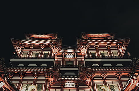 powered-on lights building, temple, shrine, worship, architecture HD wallpaper