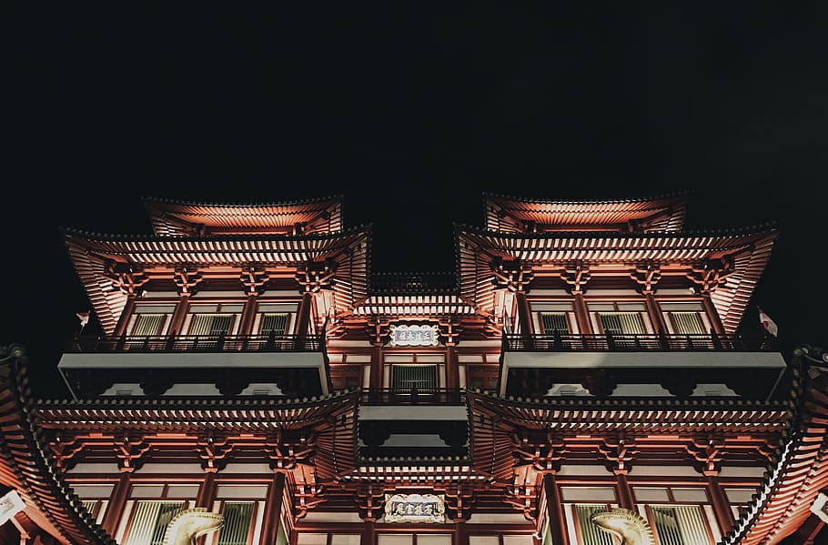powered-on lights building, temple, shrine, worship, architecture HD wallpaper