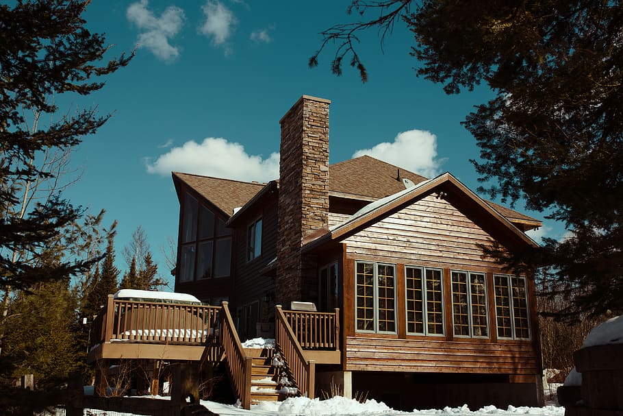 brown house surrounded by trees, architecture, built structure HD wallpaper