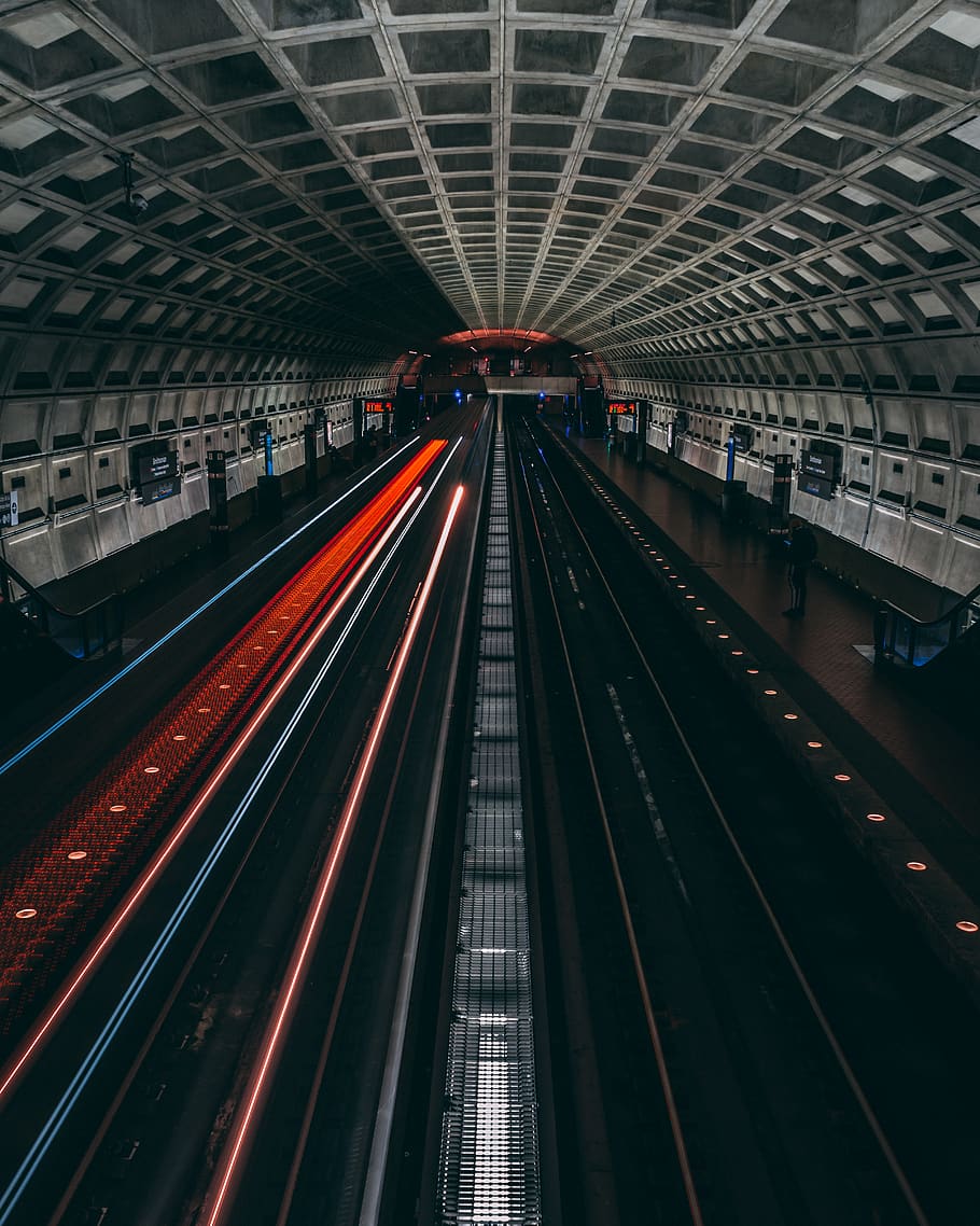 timelapse on tunnel road, vehicle, terminal, train, train station HD wallpaper