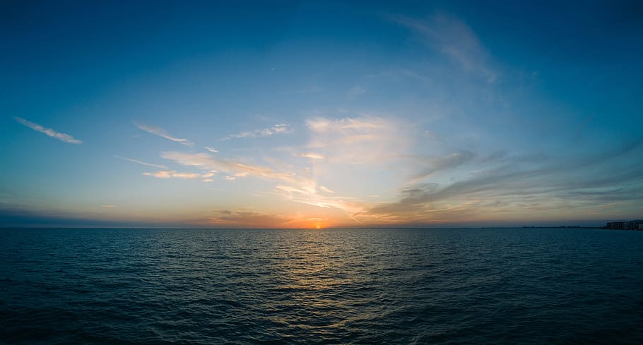 Photo of Body of Water during Golden Hour, blue, calm, dusk, evening HD wallpaper
