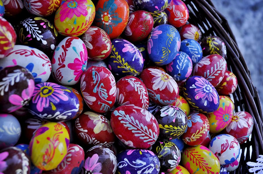 easter, easter eggs, christmas decoration, multi colored, large group of objects HD wallpaper