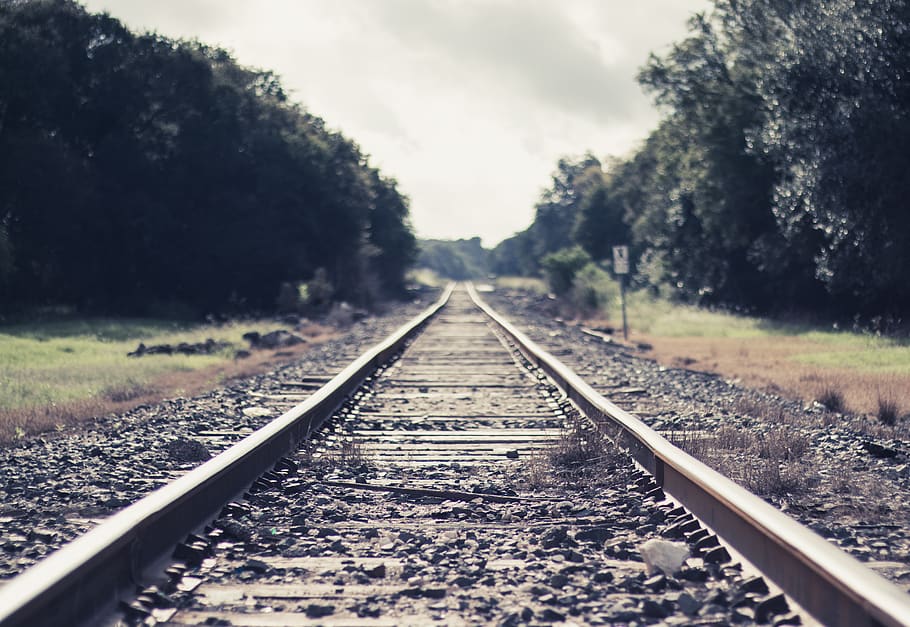 rail transportation, railroad track, the way forward, direction HD wallpaper