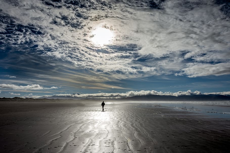 inch beach, ireland, clouds, sunshine, ring of kerry, atlantic ocean, HD wallpaper