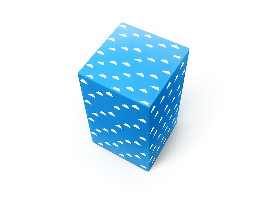 cube, clouds, wrapping, unusual, cuboid, isolated, decoration HD wallpaper