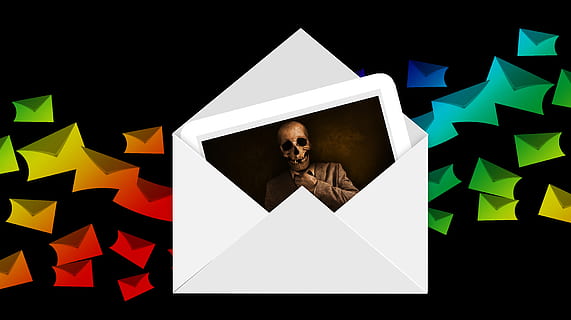 envelope, at, mail, virus, virus warning, trojan, skull and crossbones HD wallpaper