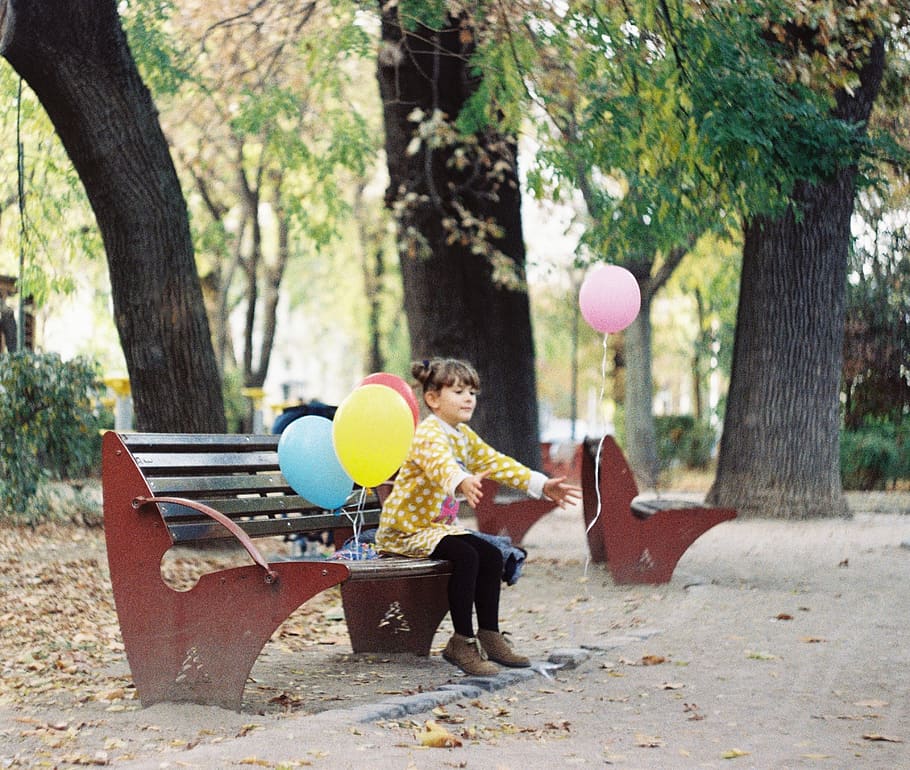 tree, plant, sitting, one person, full length, day, bench, casual clothing HD wallpaper