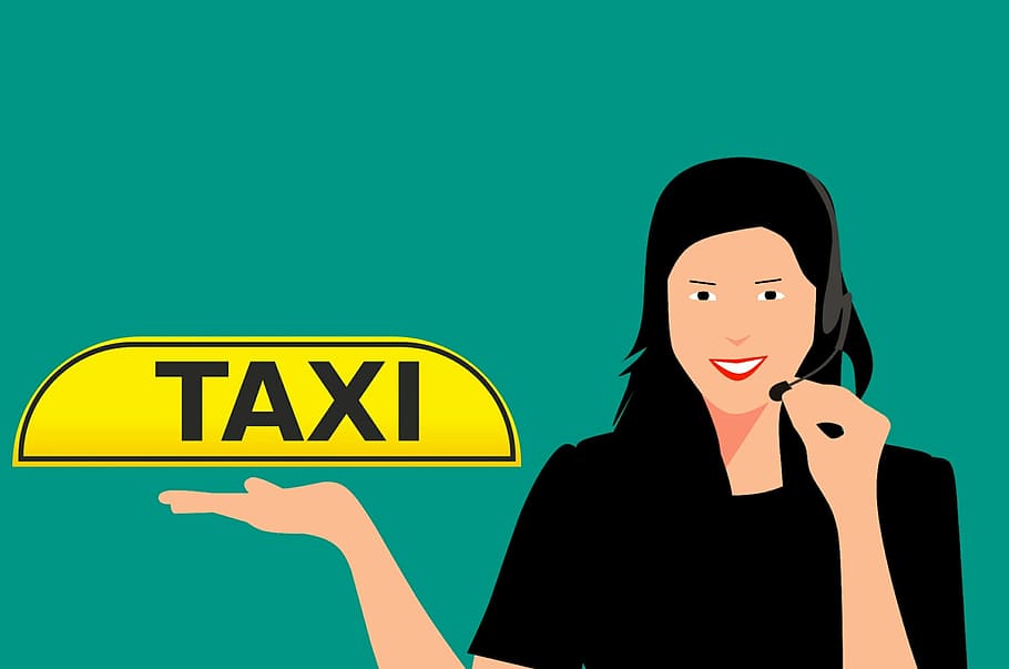 Woman dispatcher for taxi service., transportation, uber, ride