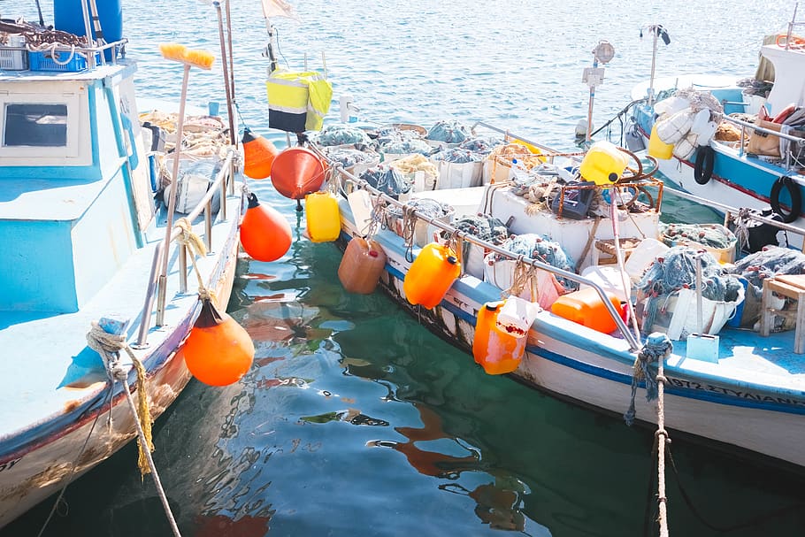 two boats with floaters, water, nautical vessel, nature, sea HD wallpaper