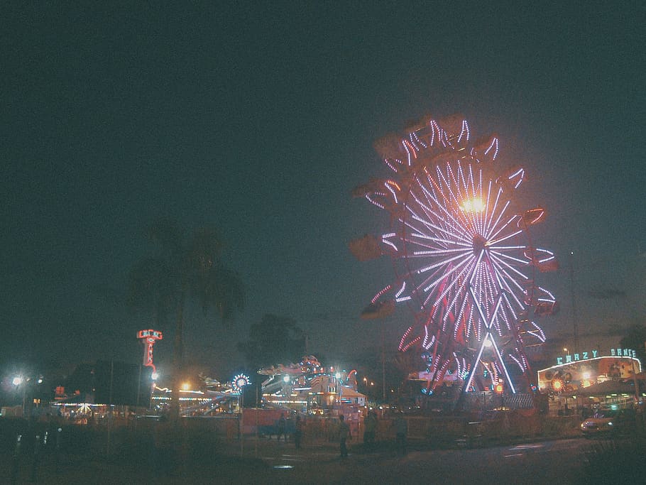 brazil, cabo frio, amusement park, fun, colors, kamikaze, illuminated, HD wallpaper