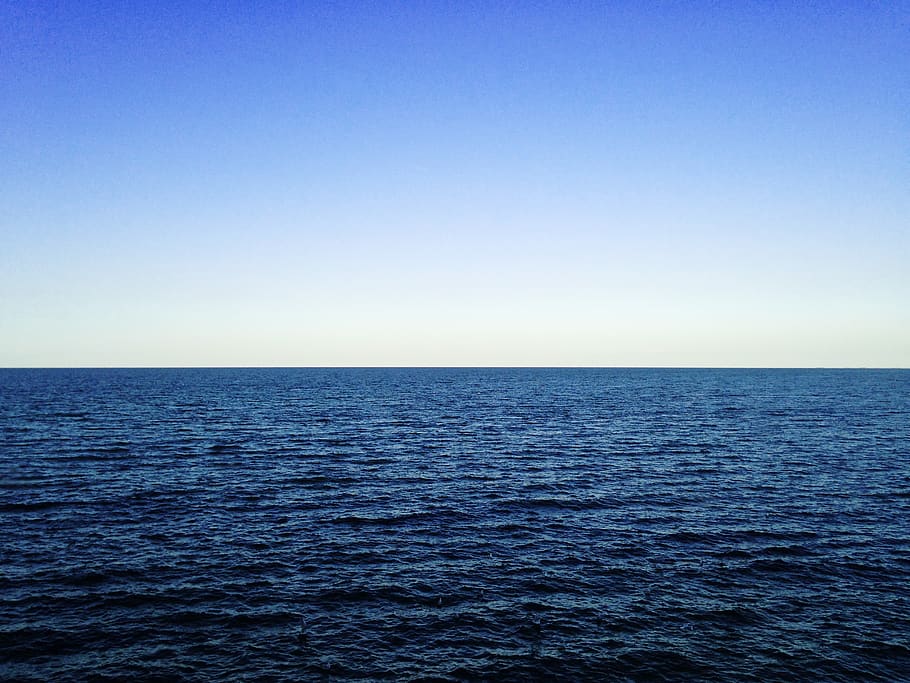 blue, sky, water, ocean, sea, sunshine, summer, horizon, horizon over water HD wallpaper
