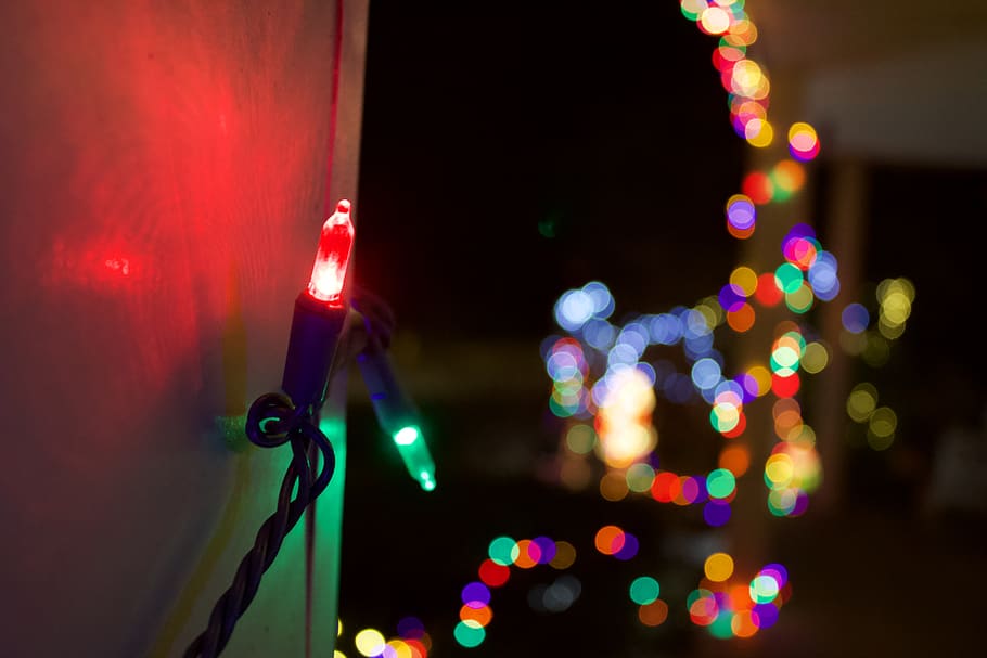 Christmas, Lights, Decorations, illuminated, night, christmas lights HD wallpaper