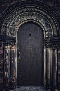 black closed door, architecture, building, crypt, interior design HD wallpaper