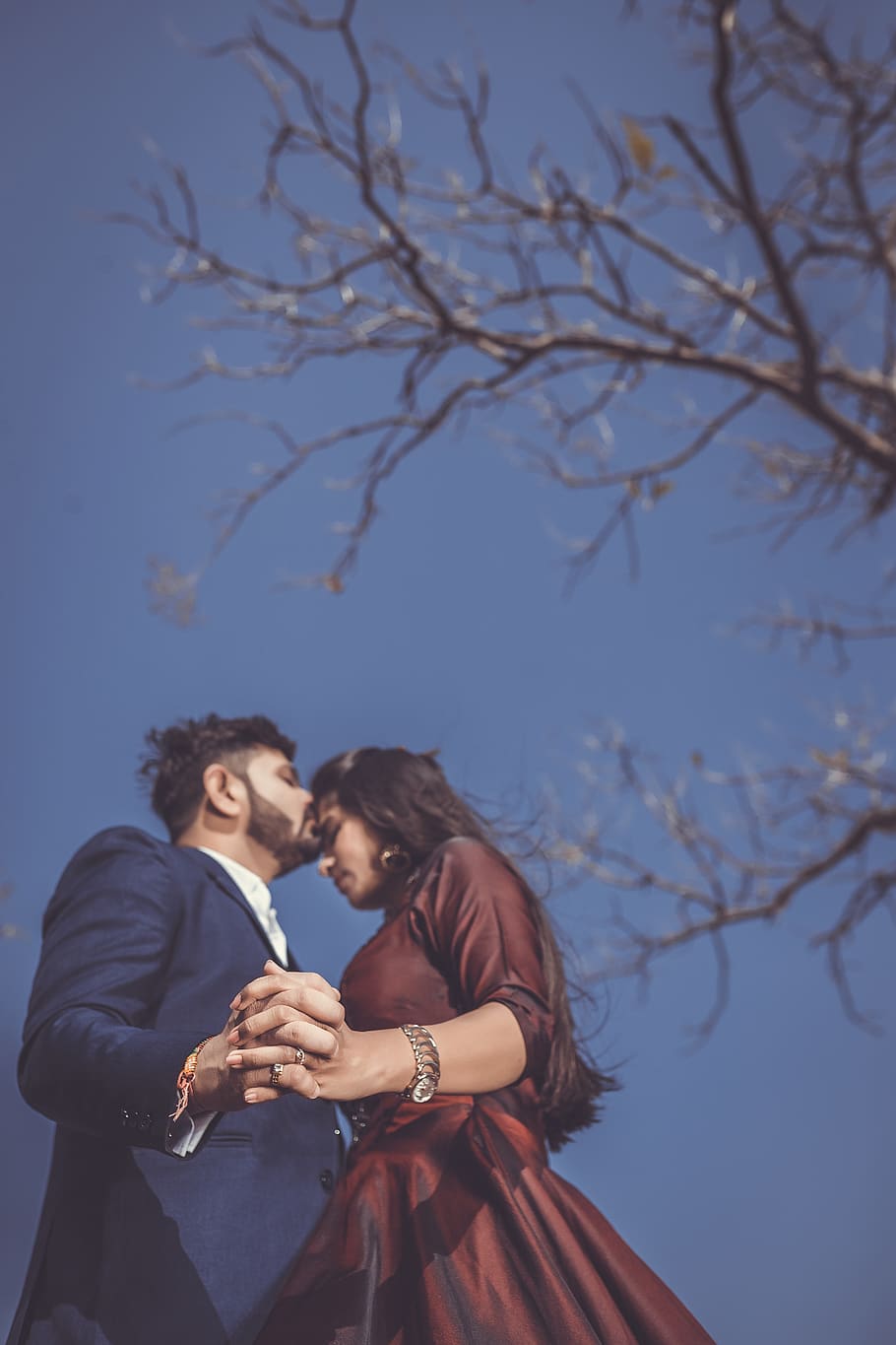 Man and Woman Standing Outside Near Bare Tree, affection, beautiful HD wallpaper