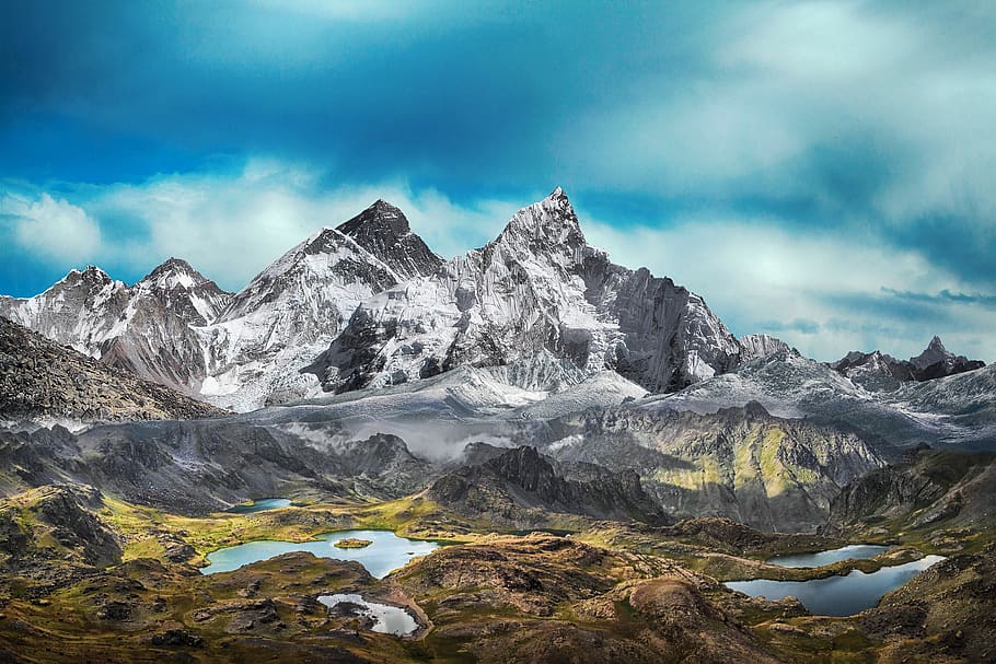 mountain, snow, landscape, gaps, nature, sky, beauty in nature HD wallpaper